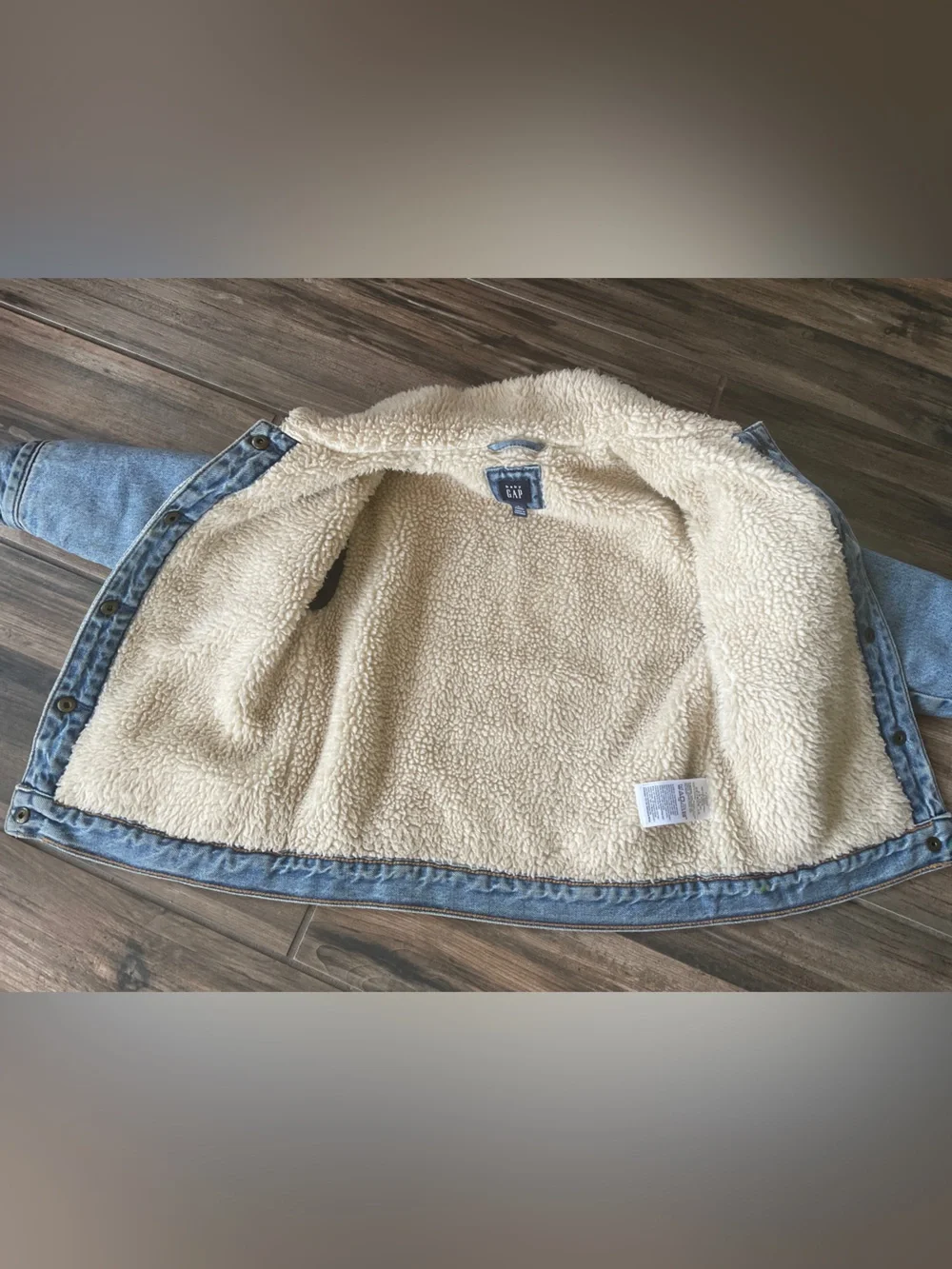 Gap Kids Light Blue Denim Sherpa Jacket Size 4